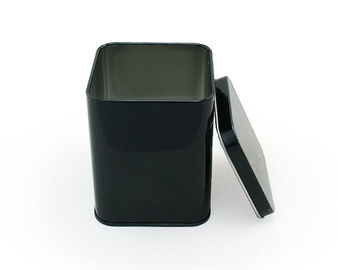 Chine conteneur de boîte de bidon de place noire en métal de 68x68x89mm pour le stockage lâche de thé, bidons de stockage en métal fournisseur