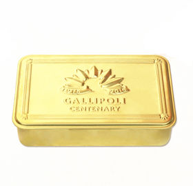 Chine Le stockage promotionnel de nourriture étame la sucrerie de couleur d'or avec le couvercle articulé et le logo de relief fournisseur
