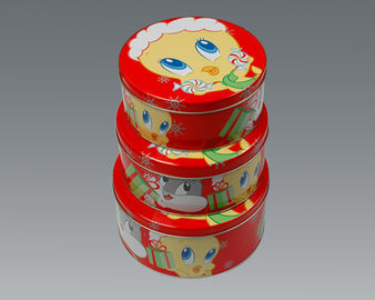 Chine Récipients ronds réglés Dia110mm de boîte de bidon de gâteau en métal de vacances de Noël petits fournisseur