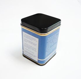 petite boîte métallique hermétique carrée de bidon de thé 58x58x78Hmm noir avec le couvercle intérieur fournisseur
