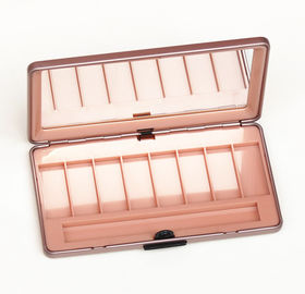 Observez la boîte rectangulaire de bidon de Showder avec la mousse et le miroir, boîte cosmétique de bidon avec le couvercle articulé fournisseur