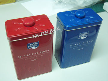 Entreposage en rectangulaire boîte de bidon de poudre de farine de blé avec le bouton en métal fournisseur