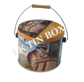 Arachides rondes de boîte de bidon de cadeau/poignée en bois de Metalwire stockage de sucrerie fournisseur